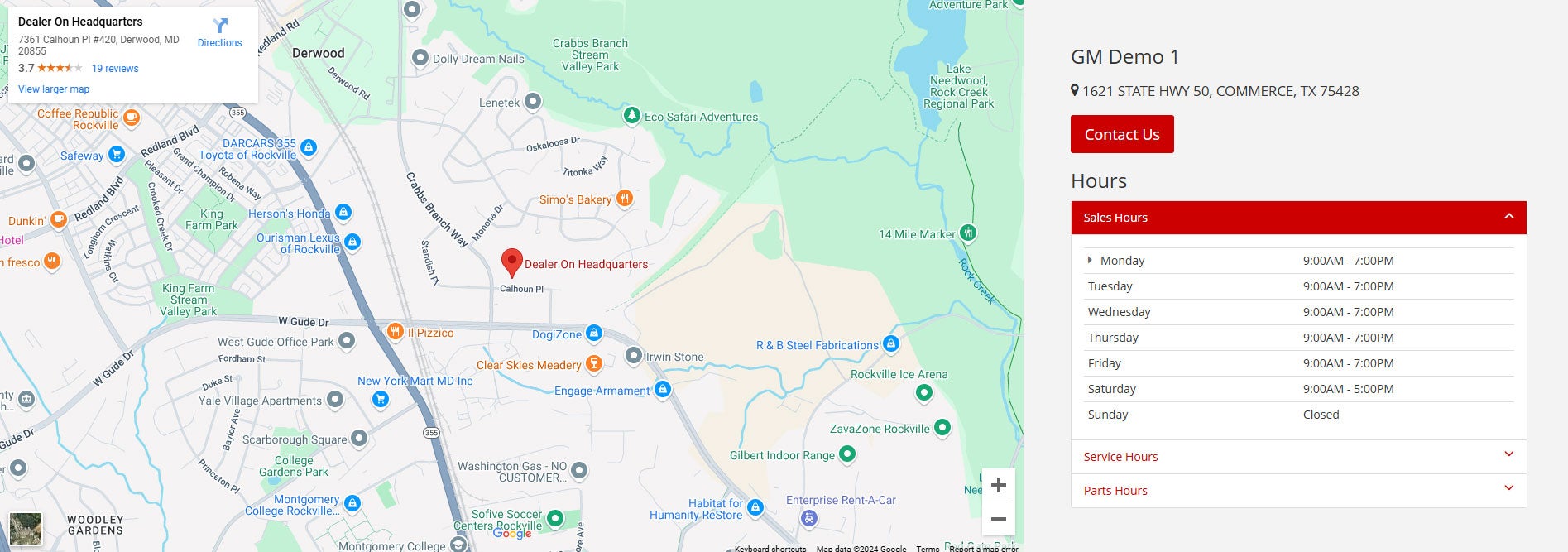 Screenshot of Contact Replacement Code Layout 1 on a GM site