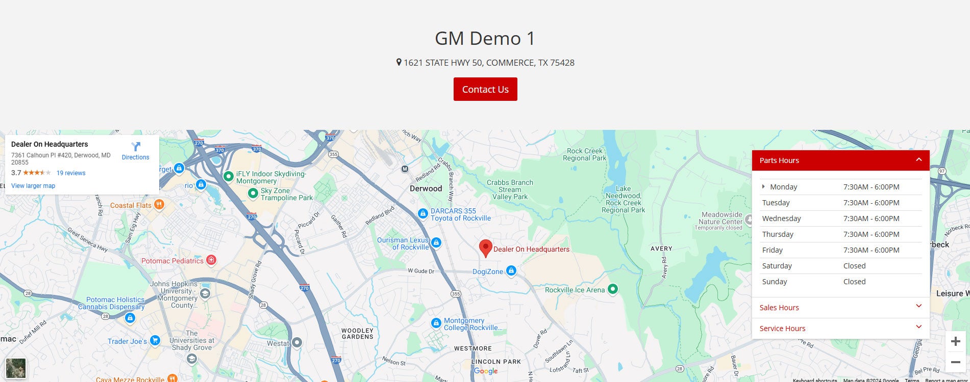Screenshot of Contact Replacement Code Layout 2 on a GM site